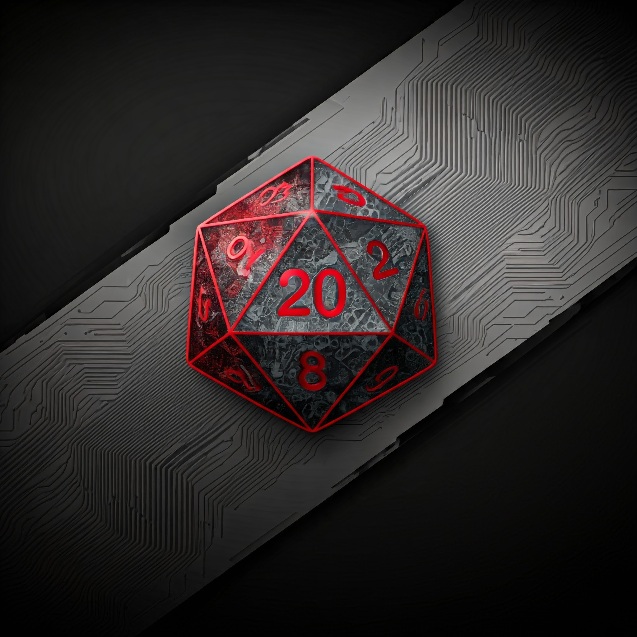 Abstract image of a Nat20 Dice.